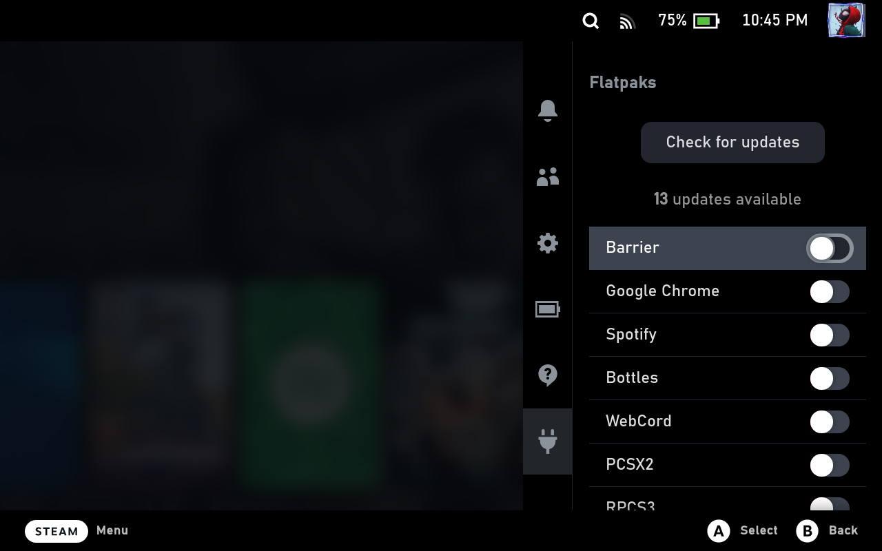 FlatpakUpdater Steam Deck Plugin