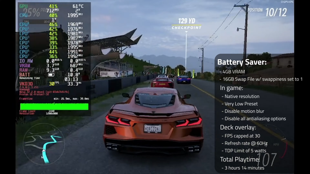 Forza Horizon 5 Steam Deck Battery Saver Settings