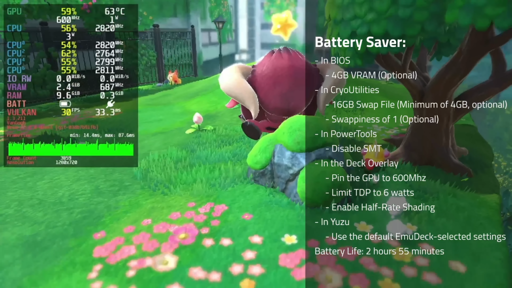 nintendo switch yuzu steam deck battery saver settings