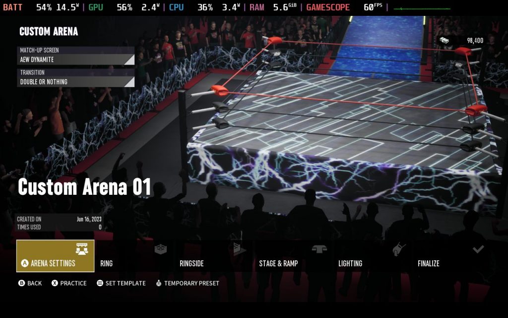 aew fight forever create a arena